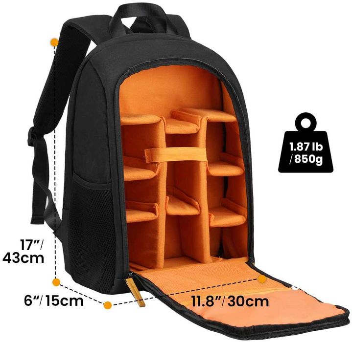 Mochilas leves e versáteis p/ maquina, objetivas, tablet/pc e tripé