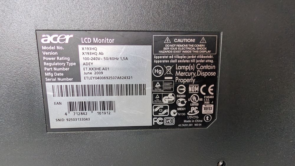 Ecrã Acer como novo 19 polegadas