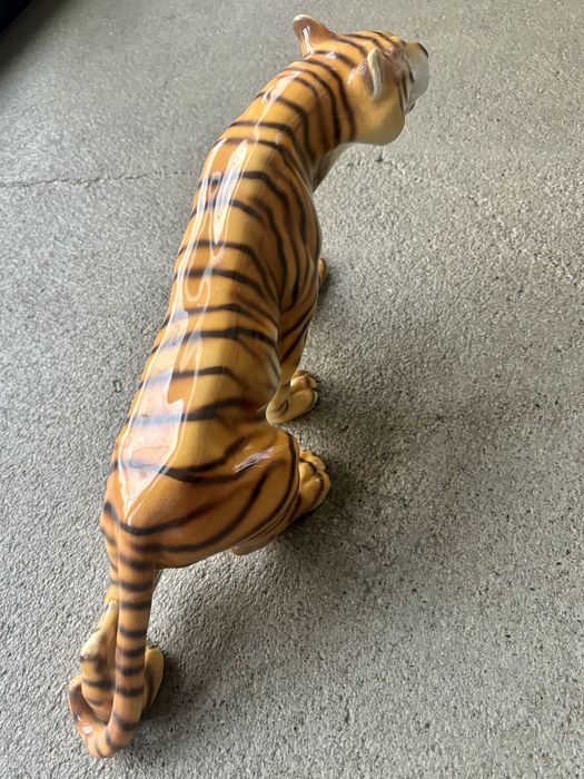 Duża Figura Porcelanowy Tygrys Royal Dux Czechosłowqcja lata 1960te