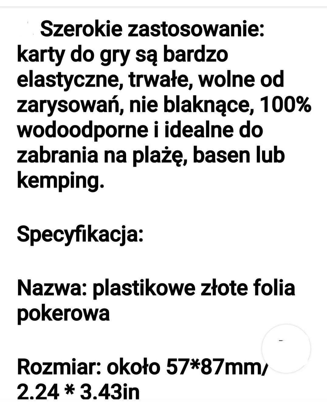 Talia kart złoty kolor