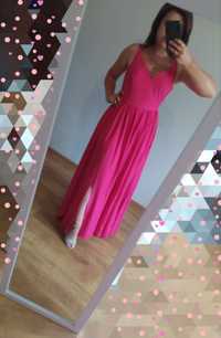 #Długa#sukienka#rozmiar#M#38#różowa#wesele#studniówka