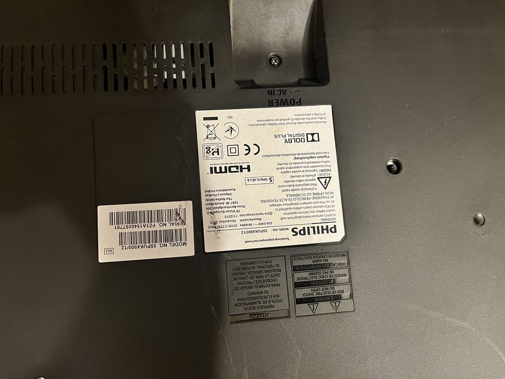 Telewizor Philips 55 cali, LED 4K UHD, cały, do naprawy
