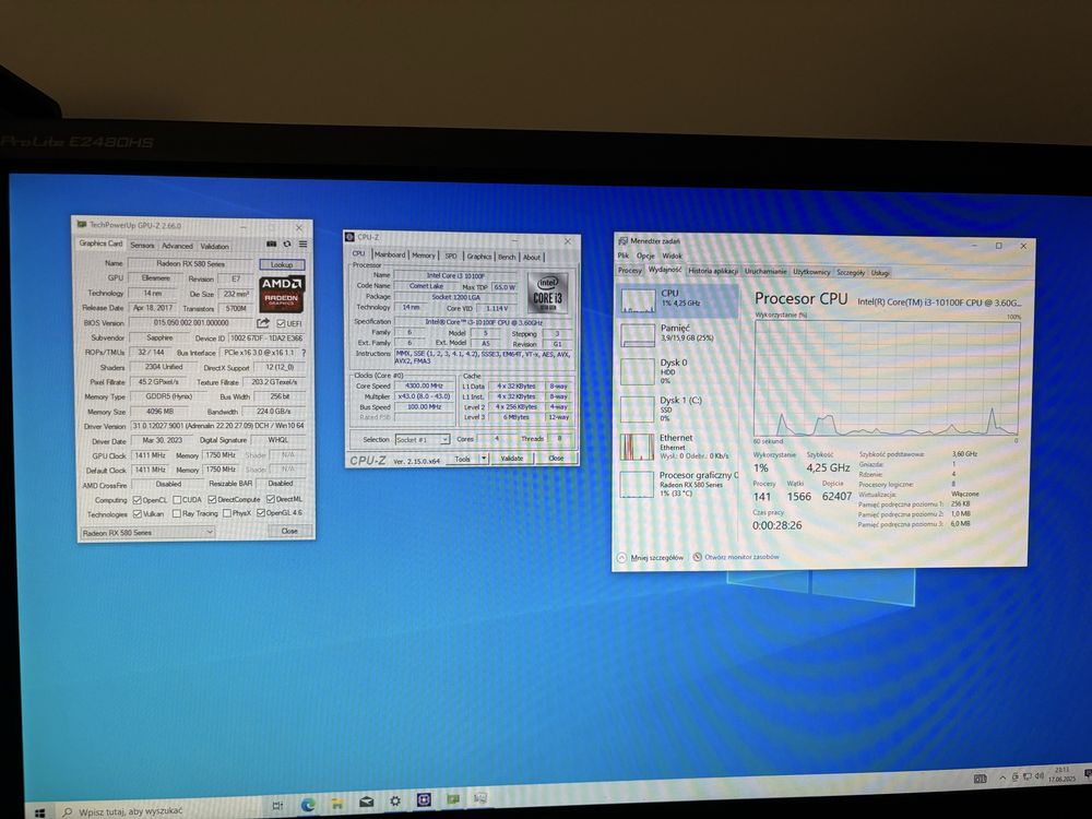 Komputer Gamingowy RX 580 Intel Core 10100F 16GB RAM DYSK SSD