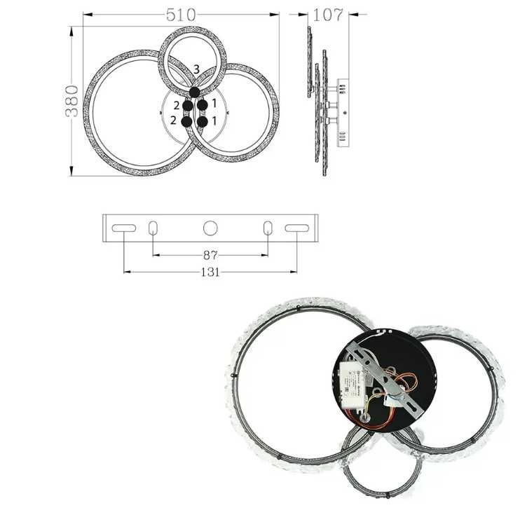 Смарт люстра світлодіодна RIO 3R 70 Вт Чорна (БЕЗКОШТОВНА Доставка)
