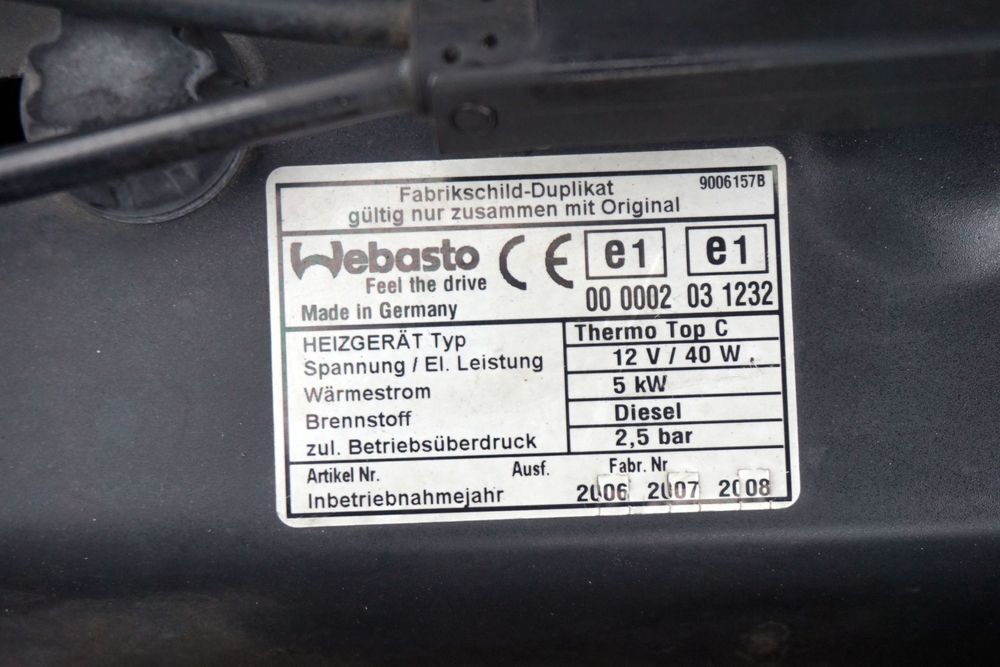 OGRZEWANIE POSTOJOWE 5 E60 SEDAN WEBSTO THERMOTOP C 40W 9006157B BMW 2003-2007