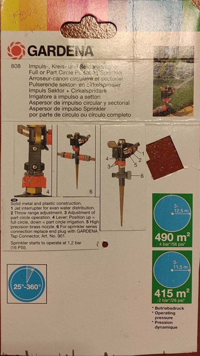 Aspersores Gardena de impacto (2 x mod 808 + 1 x mod 809)