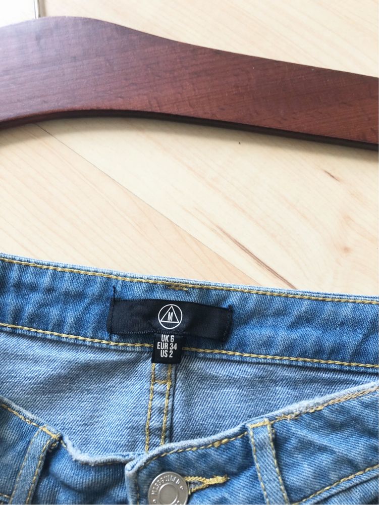 Spódniczka midi jeansowa z dziurami missquided XS
