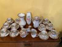Zestaw kawowy porcelan róże Chodzież czasy PRL