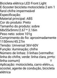 Luz e buzina auxiliar para bicicleta elétrica