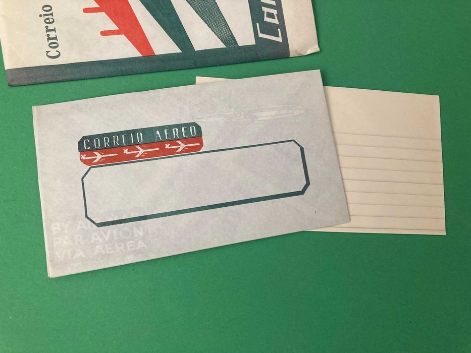 Conjunto de Papel de Carta e Envelopes Correio Aéreo Caravelle Anos 60