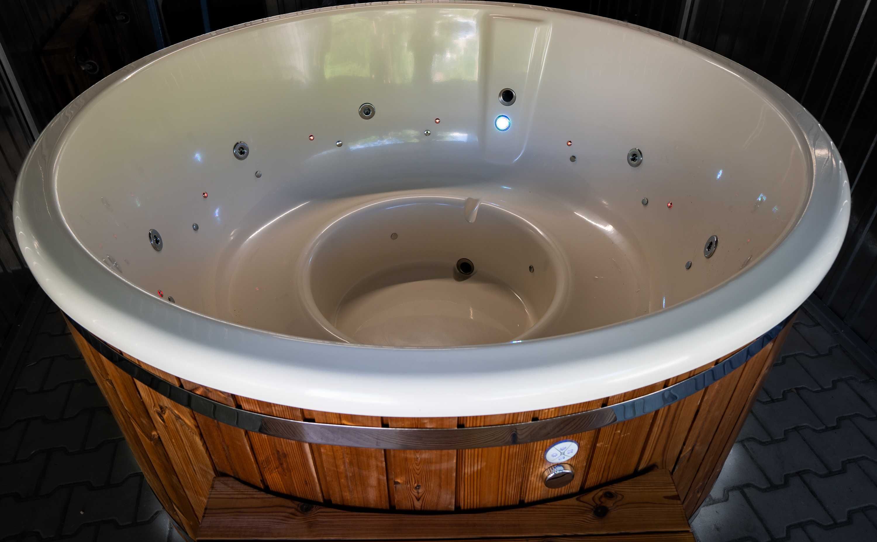 Balia bania jacuzzi ogrodowe 200/225cm air hydro piec zew. drewno 2mm