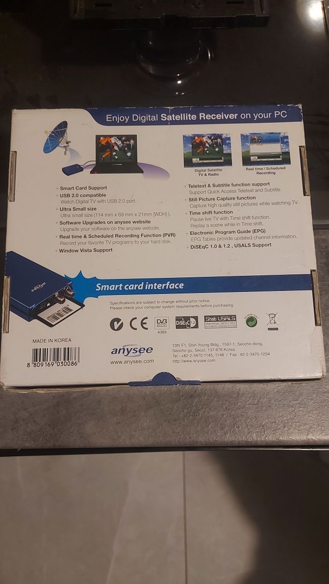 Anysee E30 S Plus Tuner TV USB TV BOX+smart card interface