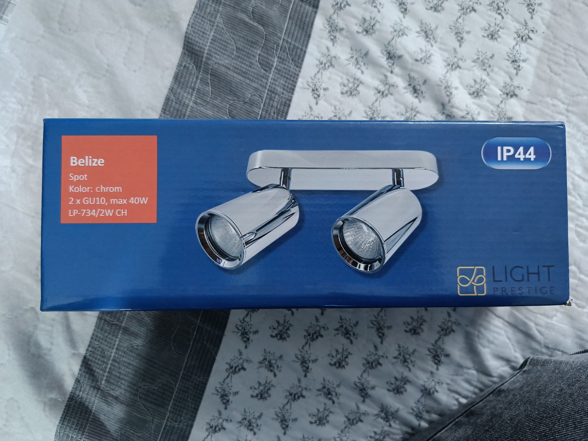 Lampa reflektor podwójny nowy BELIZE CHROM IP44.