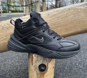 Мужские зимние кроссовки на меху черные Найк кожаные Nike