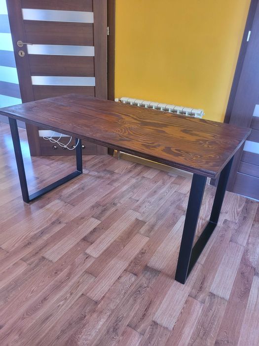 Biurko loft 150×75 – stalowy stelaż, blat drewniany, handmade