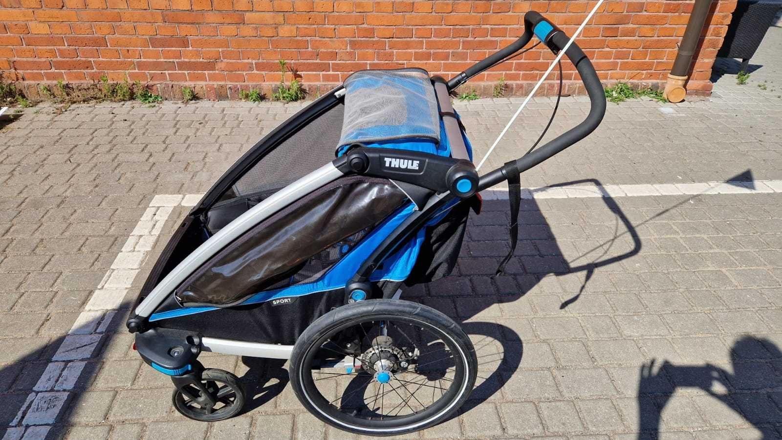 Przyczepka rowerowa Thule Chariot Sport 2  z zestawem nart - stan BDB