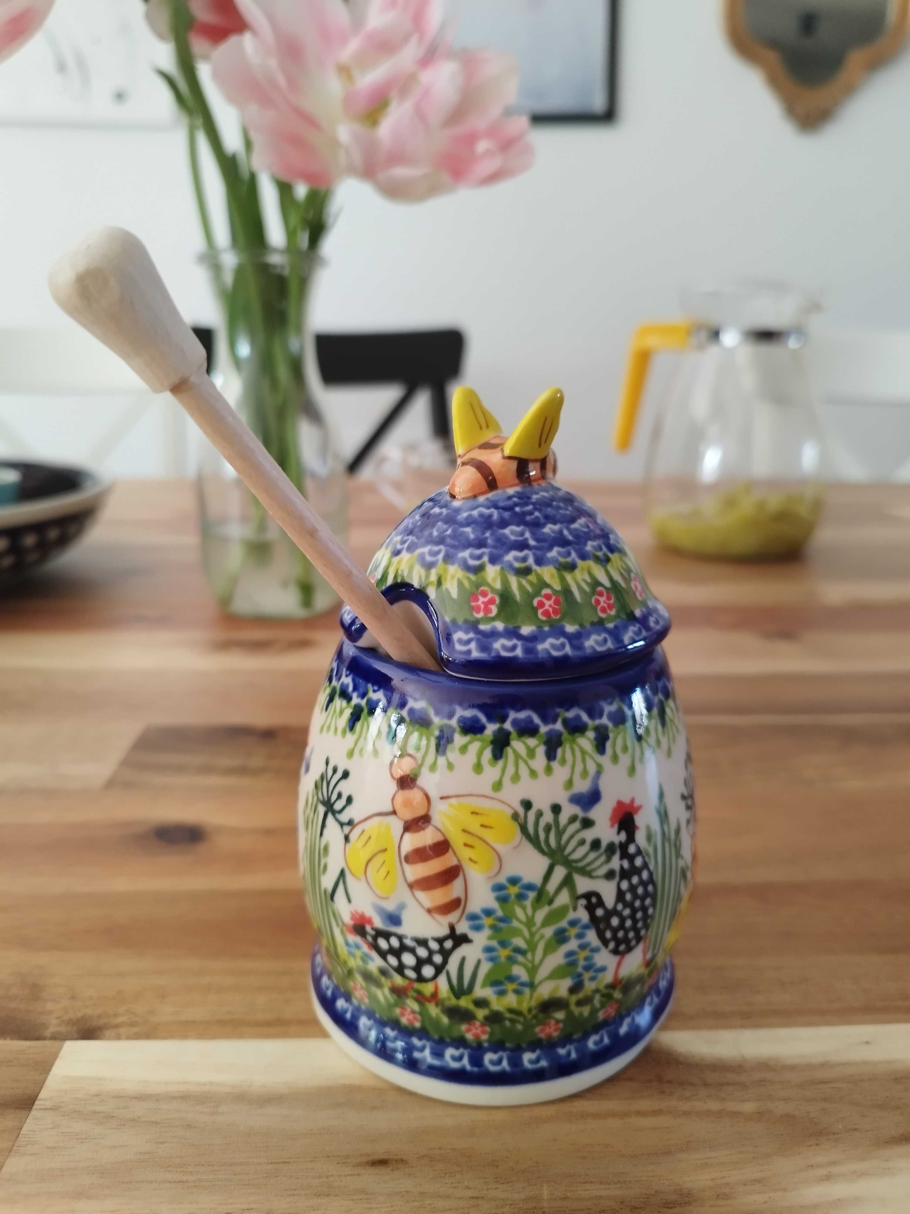 Ceramika Bolesławiec pojemnik na miód nowy