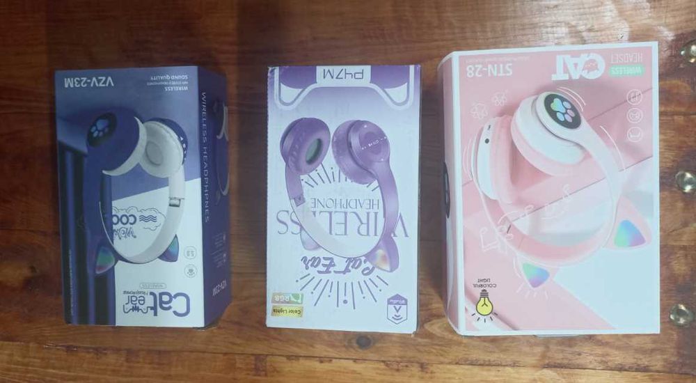 Бездротові навушники з вушками STN-28 блютуз Світлодіодні навушники