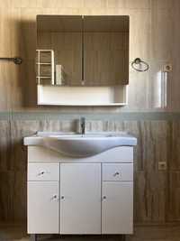 Movel wc com lavatório embutido e armário com espelho