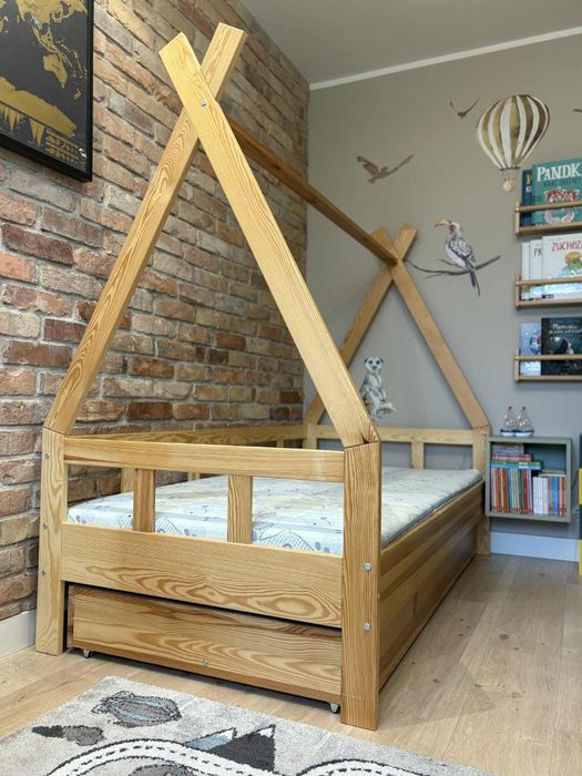 Łóżko dzieciece drewniane Tipi domek 180x90cm