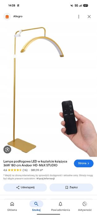 Lampa kosmetyczna półksiężyc złota