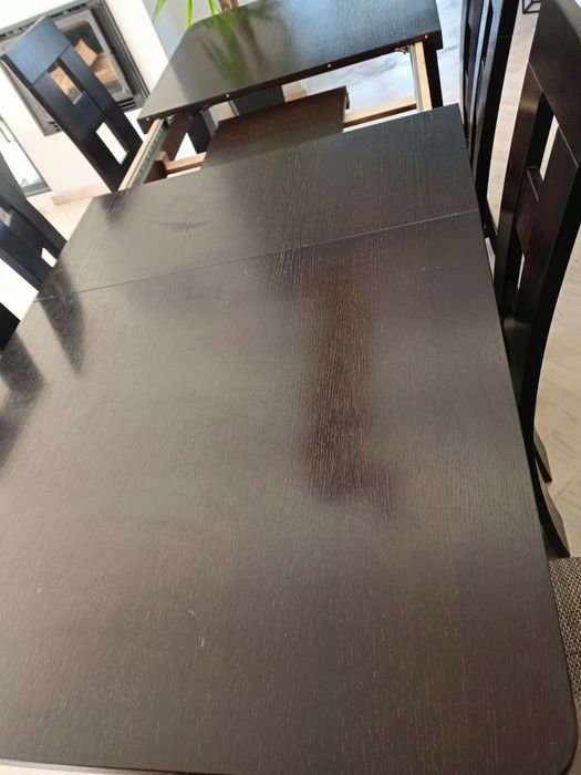 Stół z krzesłami 160/240 ×90 drewniany w bdb stanie