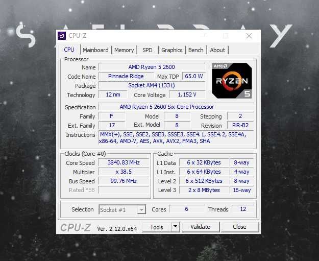 AMD Ryzen 5 2600 BOX (6 ядер 12 потоков )