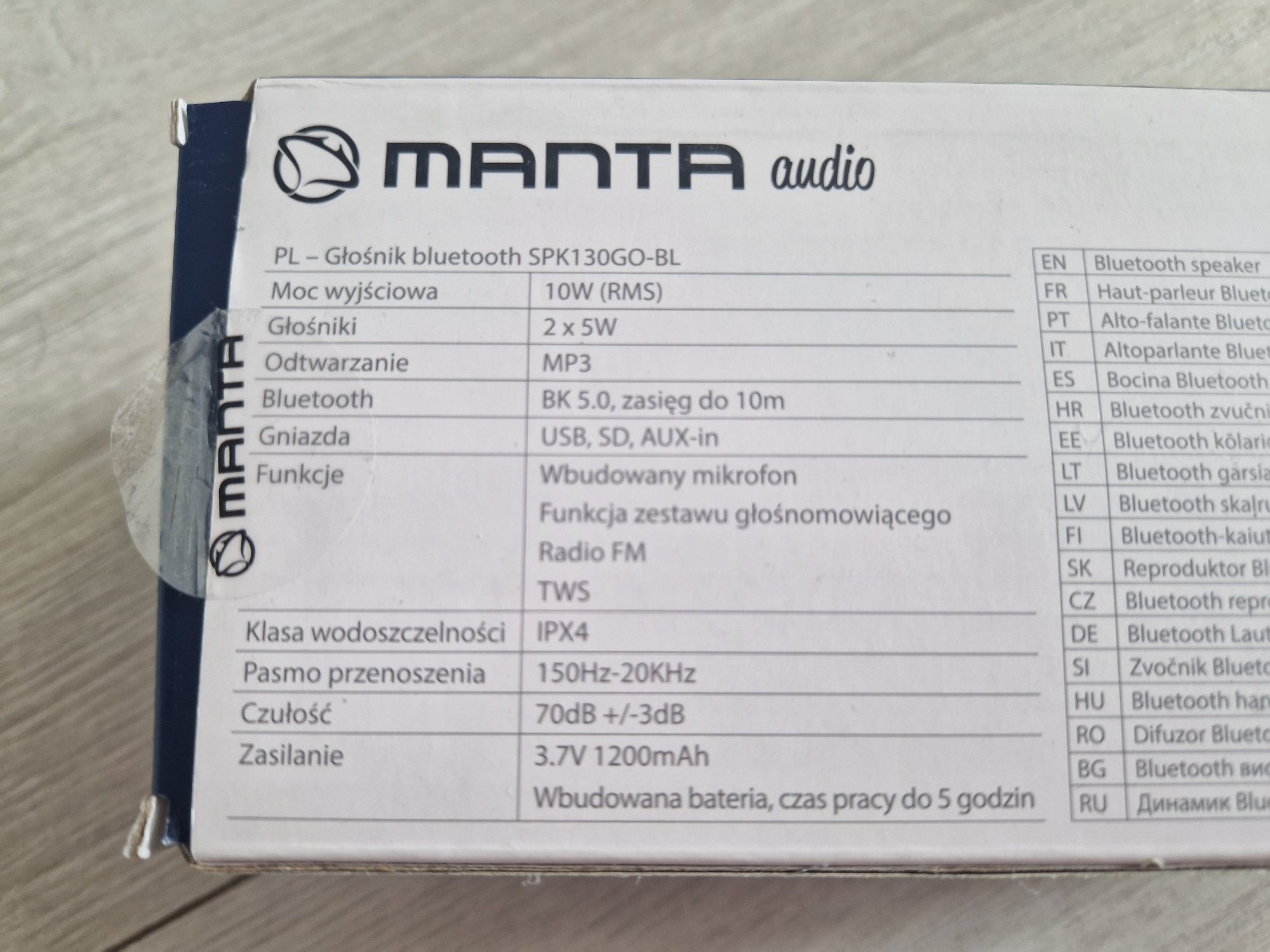 Głośnik bezprzewodowy bluetooth MANTA