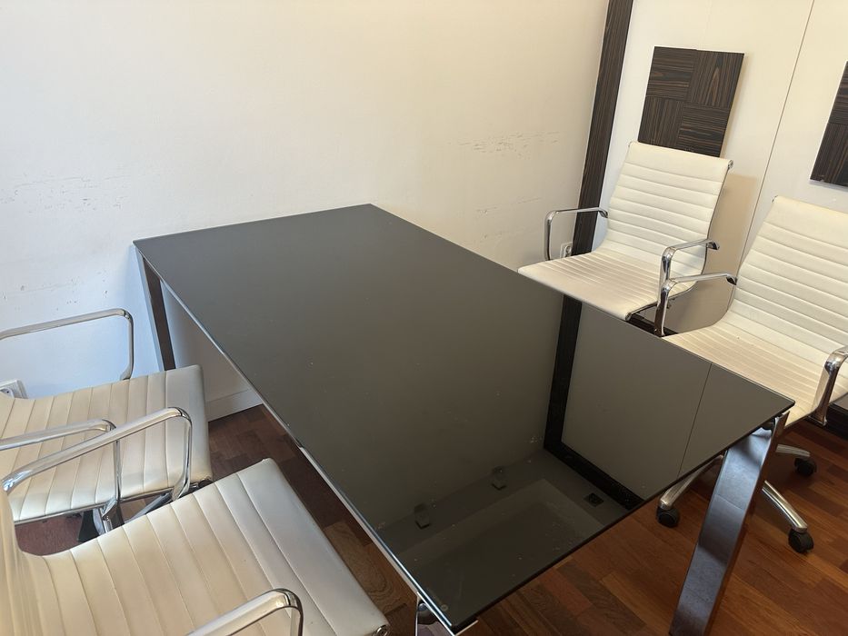Stół szklany rozkladany 160+85/85 cm blat czarny nogi chromowane
