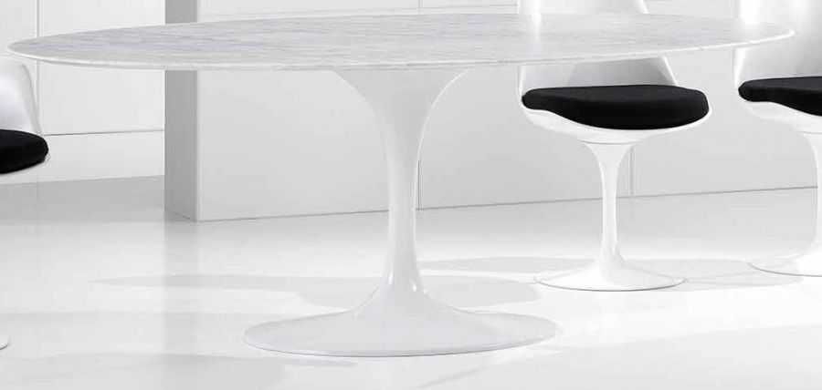 Stół owalny Tulip biały marmur 180 cm, elegancki, do salonu