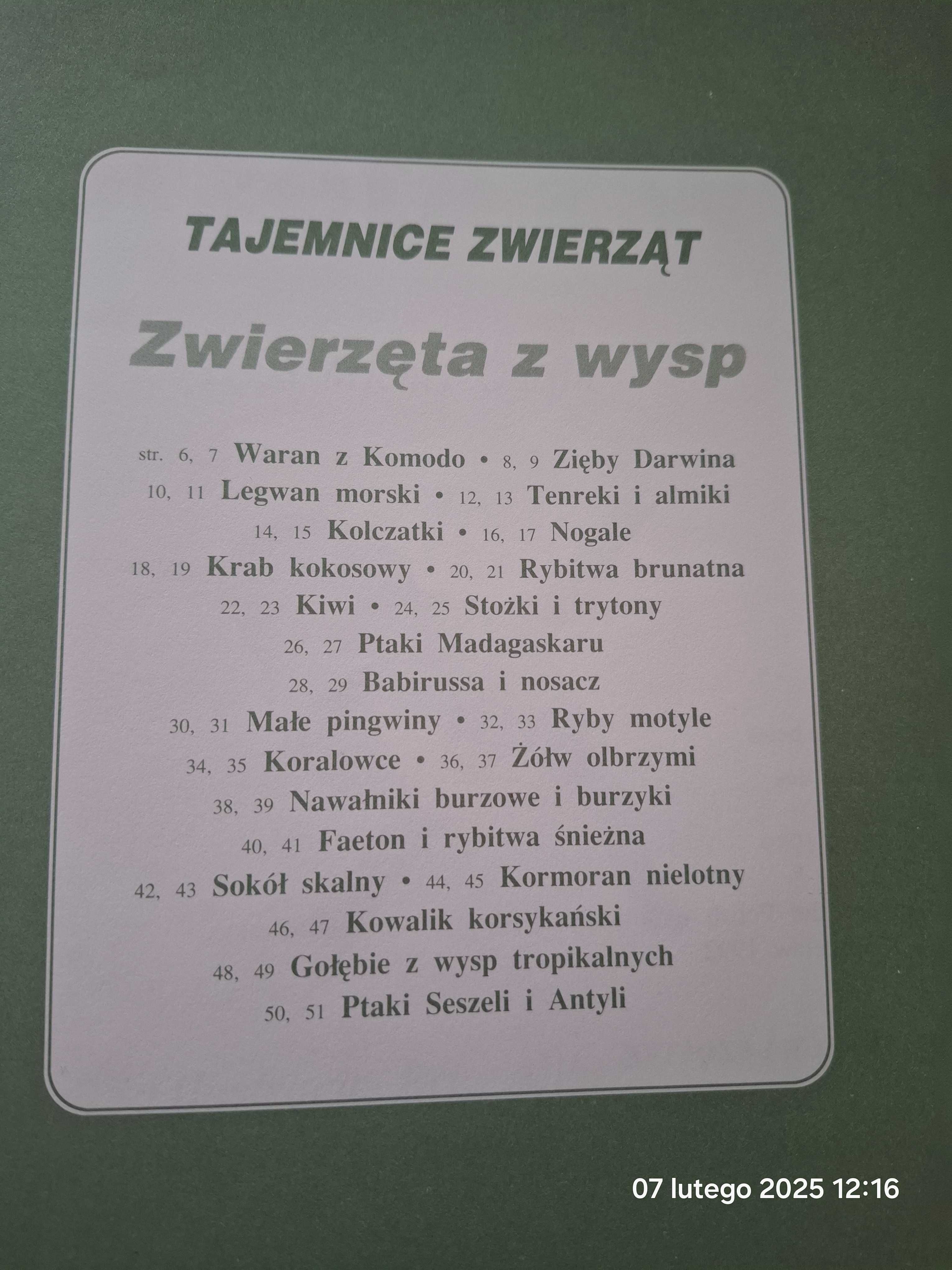 Książka Tajemnice zwierząt "Zwierzęta z wysp" Wydawnictwo Dolnośląskie