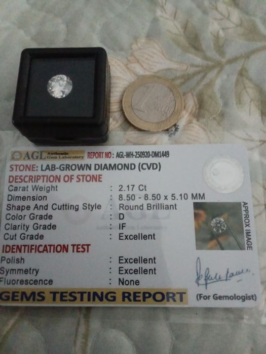 Diamante CVD 8.5mm   Pura Perfeição! Certificado