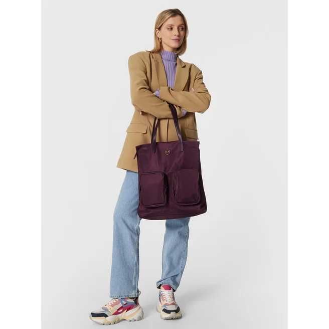 Pinko fioletowa torebka shopperka Vertical nowa