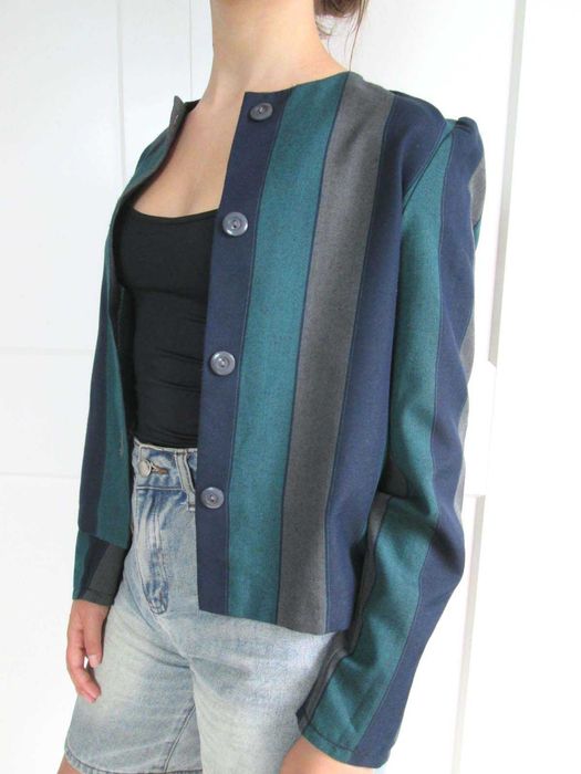 Lekki żakiet wdzianko narzutka prawdziwa perełka vintage S M 36 38