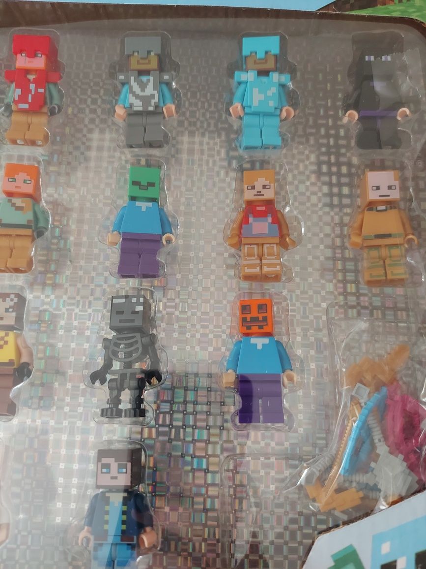Duży Zestaw Figurki Minecraft 24szt + Akcesoria Klocki Figurek NOWY