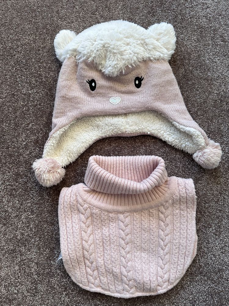 Zestaw czapka komin golfik H&M capelli 3-6 lat owieczka