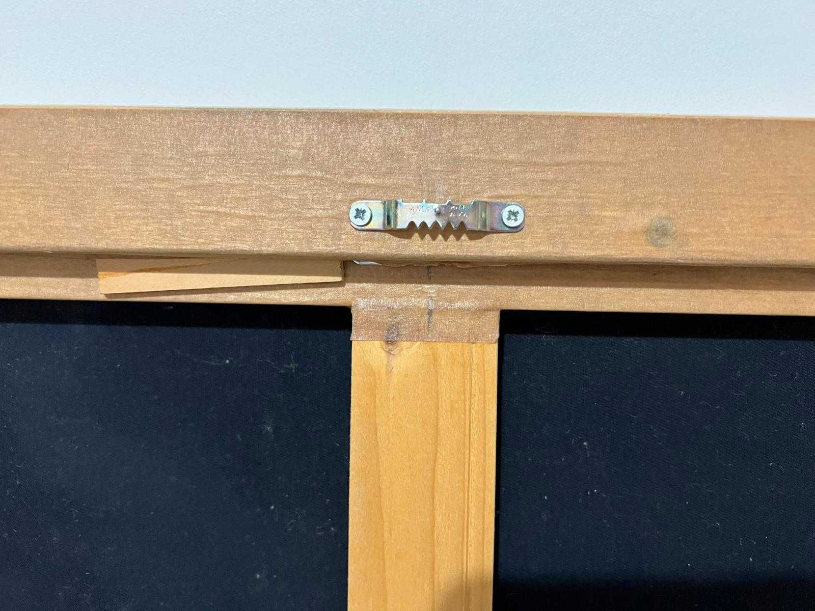 Quadro em tela com figuras étnicas pintadas a óleo