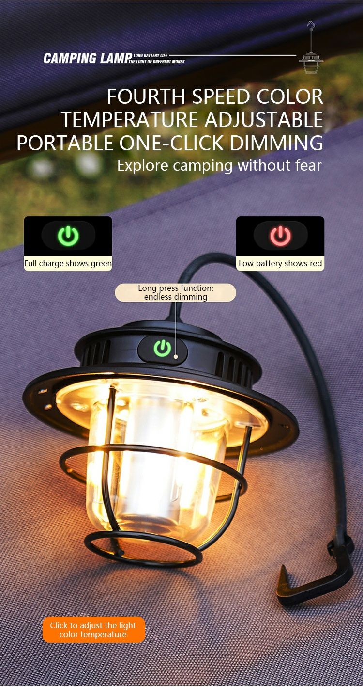 Lampa kempingowa Retro, ładowanie typu C