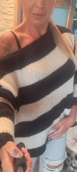 2 x sweter damski oversize paski S M L