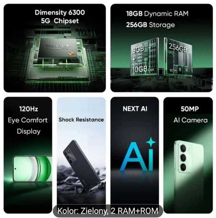 NOWY Realme 14X 5G 8/256GB Zielony Green