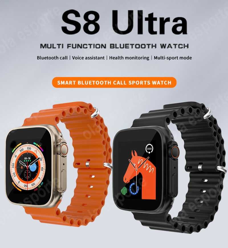 S8 Ultra Smartwatch rozmowy, sport, tętno, NFC i wiele innych funkcji