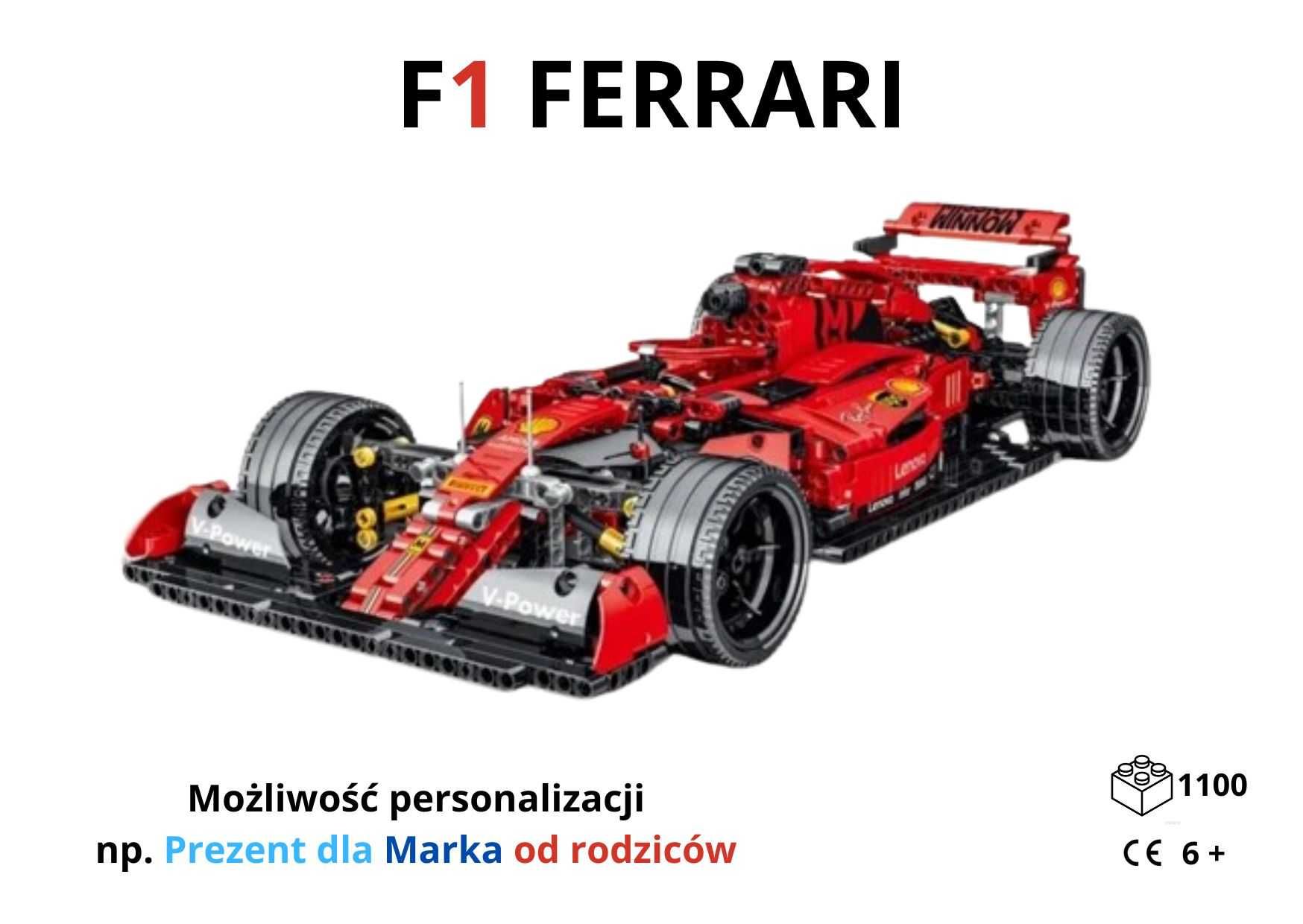 Klocki wzór LEGO Bolid Ferrari F1 Autko Samochodzik Formuła 1 Pudełko