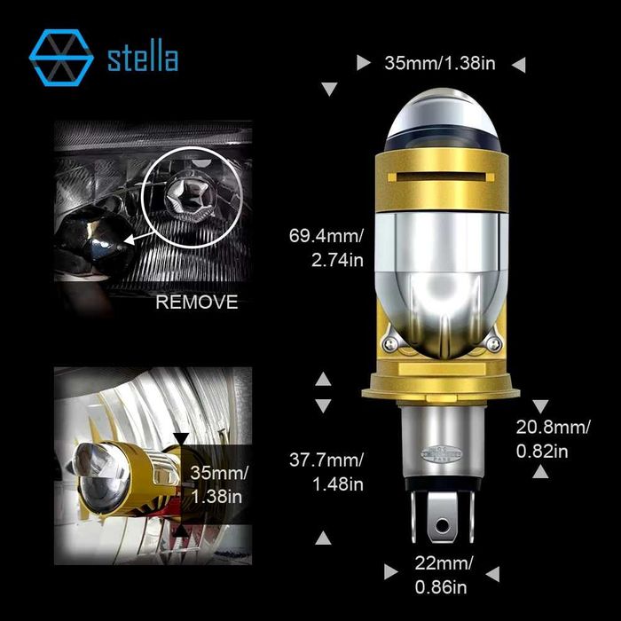 Світлодіодні Led лампи A82Q H4 mini lens Bi-Led лінзи stella