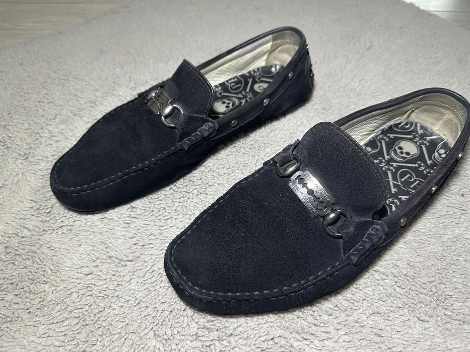 Чорні замшеві мокасини Philipp Plein