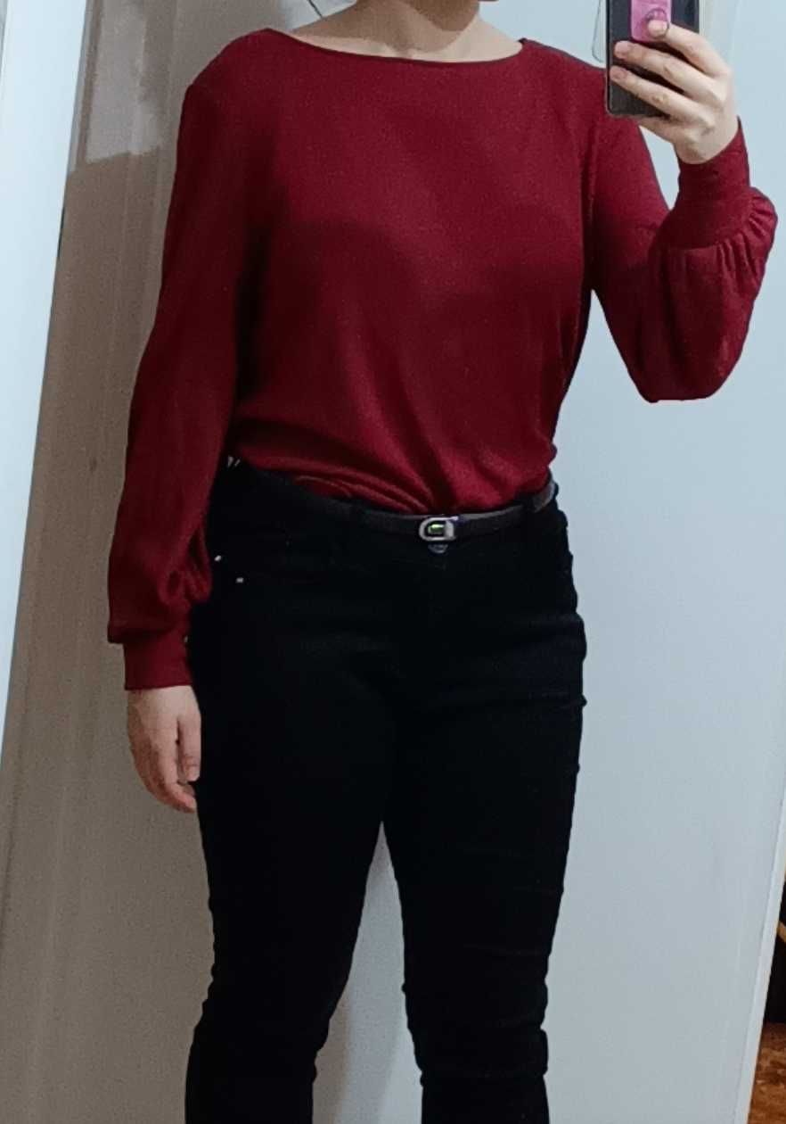 Sweter bluzka elegancka bordowa r. S Mango