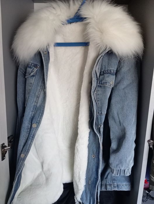 Парка джинсова з хутром