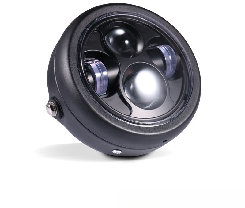 Лед фара на мото светодиодная универсальная в корпусе хром черная