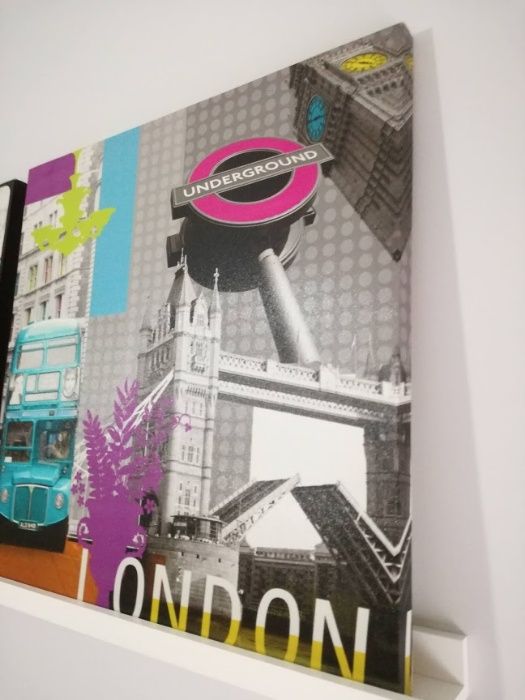 2 telas / quadros decorativos :Paris/Londres