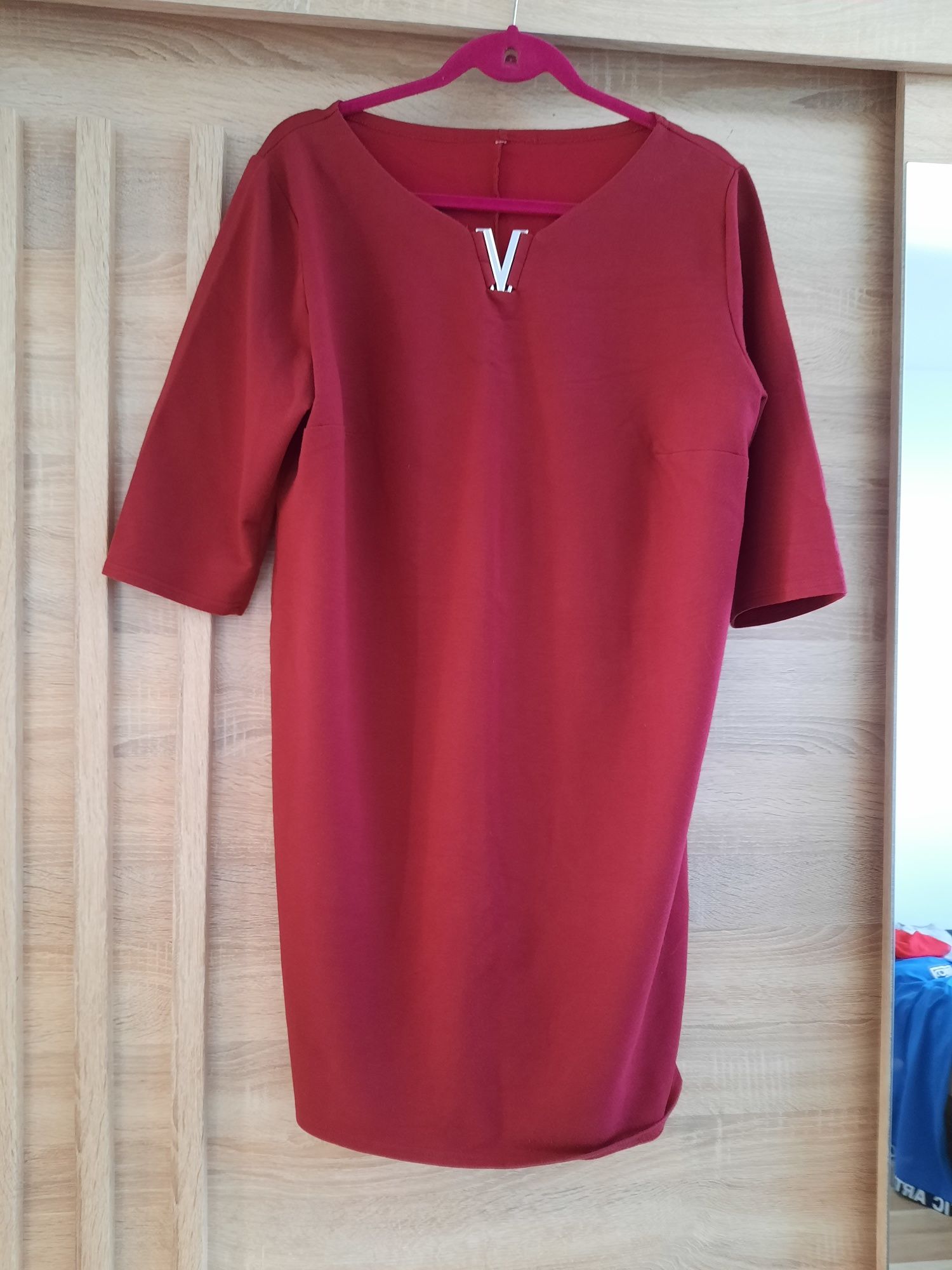 Sukienka elegancka damska bordo