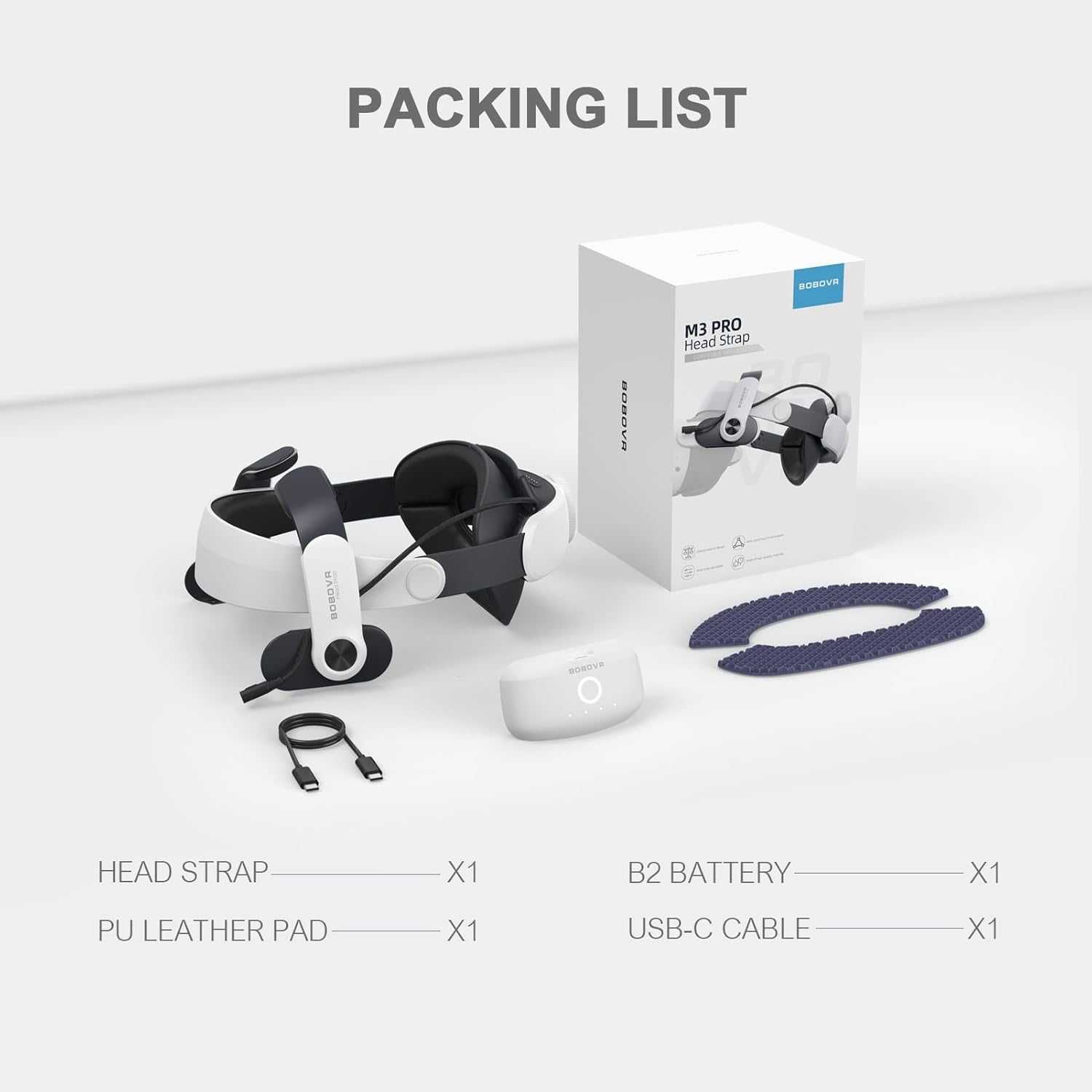 BOBOVR M3 Pro Battery Super Head Strap для Meta Quest 3/3S кріплення